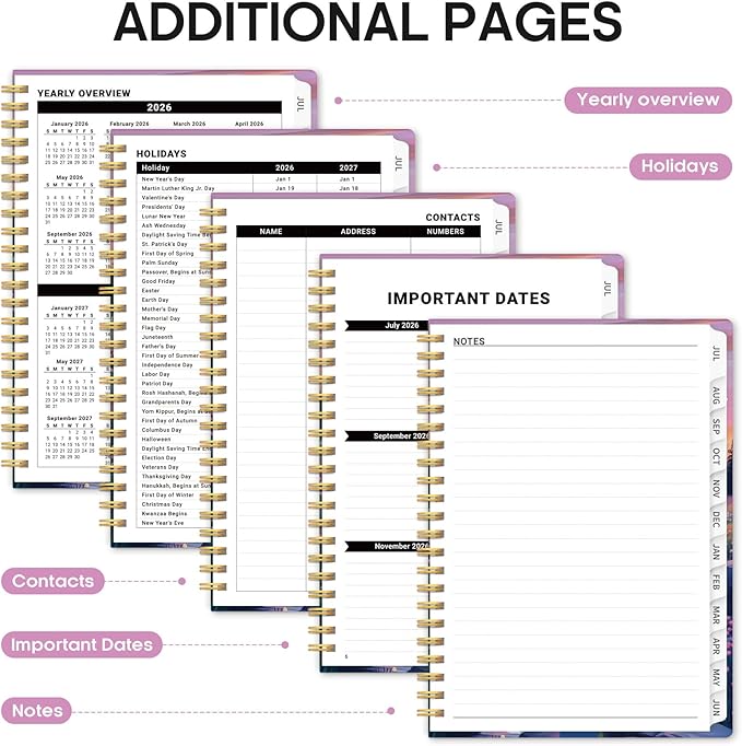 Planner 2026-2027, Academic Year Weekly and Monthly Calender Planner, from Jul 2026 - Jun 2027, Spiral Bound School Planning Book, Perfect for Teacher, Student, Women & Men, A4 (8.5" x 11"), Alpine Twilight