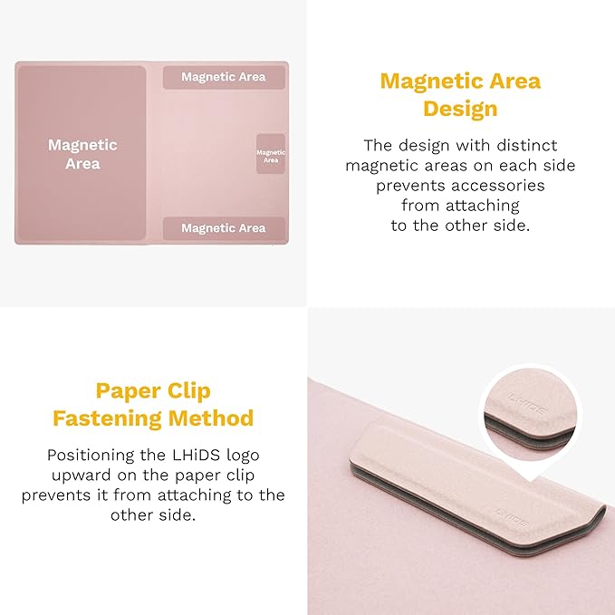 LHiDS Creative Magnetic Business Portfolio Lite Resume Padfolio Organizer with Clipboard, Paper Clip, Writing Pad, Pen/Card Holder, Magnetic Closure for Work, School and More (Rose Pink, A4/Letter)