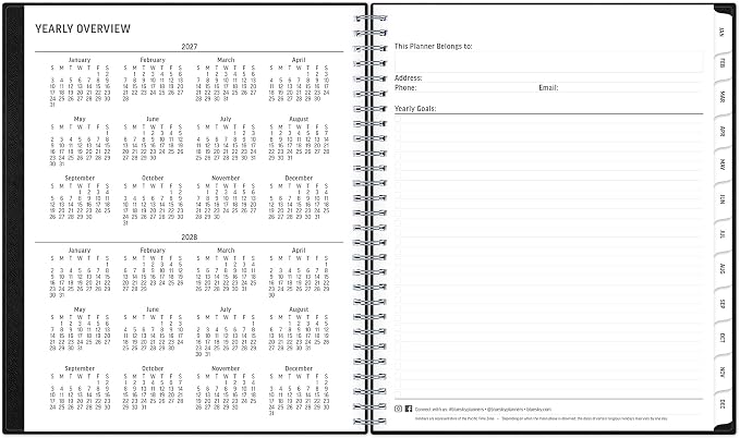 Blue Sky 2027 18 Month Large Print Monthly Planner Calendar, July 2026 - December 2027, 8" x 10", Monthly Layout, Flexible Cover, Durable Twin wire Binding, Laminated Tabs, Solid Black
