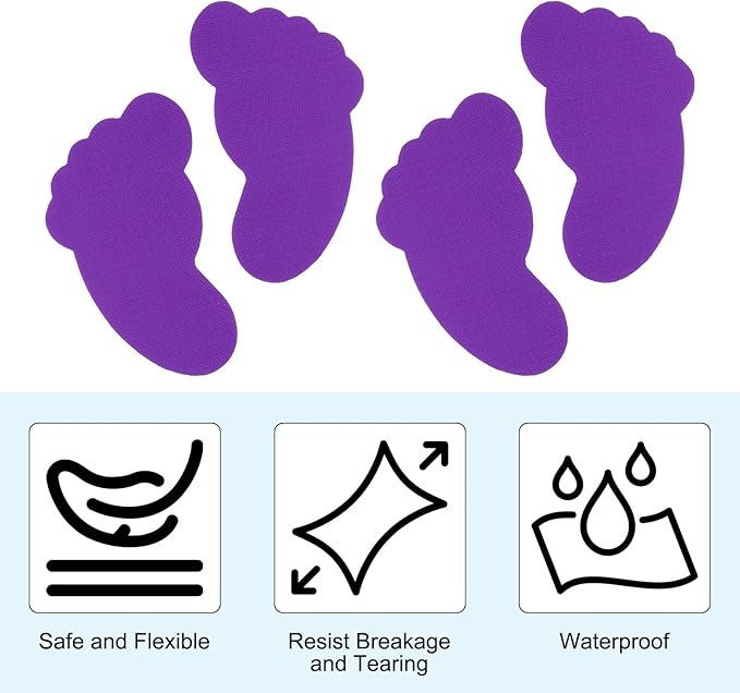 PATIKIL Foot Shaped Carpet Markers, 72pcs (36pairs) Nylon Floor Spots Markers Colorful Hook and Loop Marker Dots for Classroom Teacher Supplies, Dark Purple