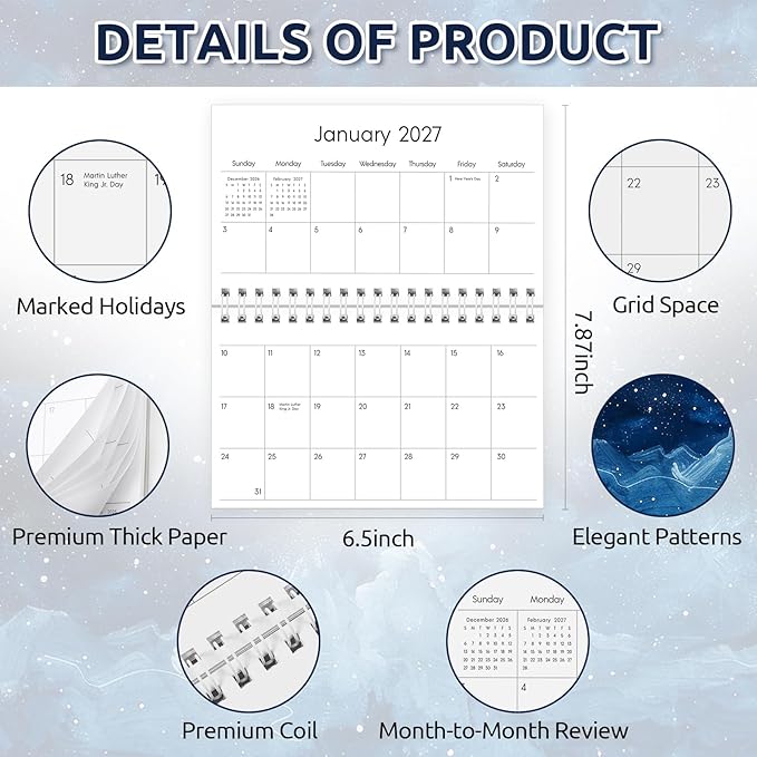 Pocket Calendar 2025-2027, Starry Sky 2025-2027 Monthly Planner -3.7" x 6.7" for Purse, Runs from July 2025 Until December 2027, Monthly Planner Pocket Size with Coil Organizing & Planning