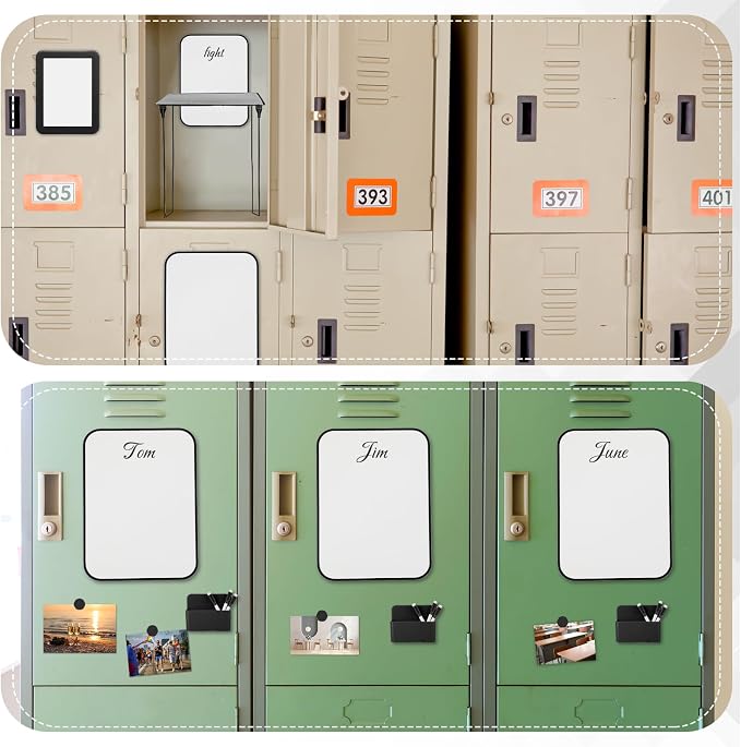 Ctosree 9 Pcs Locker Accessories Kit Locker Shelf Decor Includes Cabinet Organizer Whiteboard Magnetic Mirror Storage Cup Dry Erase Marker for Classroom Back to School Essentials (Black)