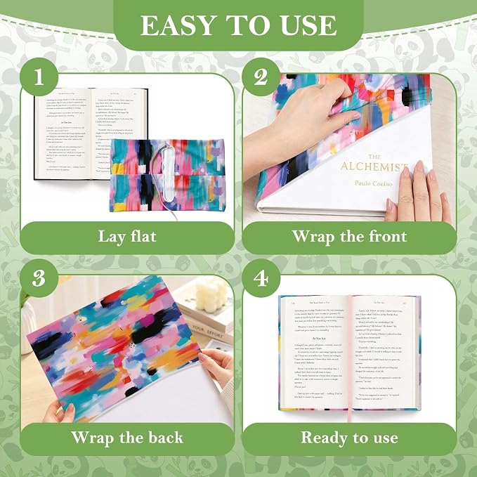 6 Pack Stretchable Book Covers, Jumbo Book Covers for Paperbacks Hardcover Books up to 9 x 11 Inches, Reusable Washable Protective Fabric Books Sleeves, Colorful