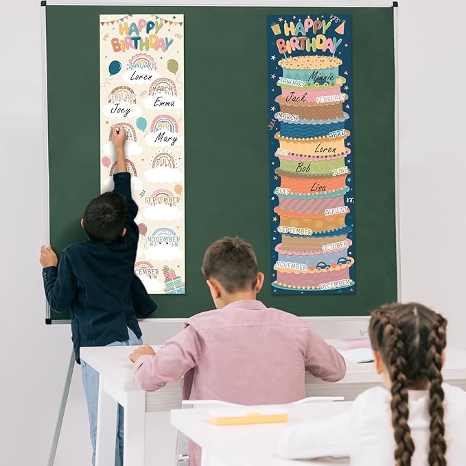 Lonfliness Happy Birthday Poster Chart Boho Birthday Bulletin Board Decorations Birthday Classroom Wall Door Decor for Calendars Bulletin Boards Nursery Homeschool Kindergarten Back to School Supplies