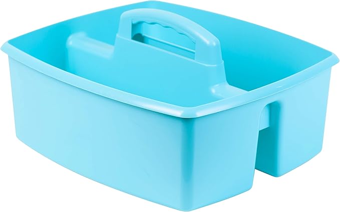 Storex 2-Compartment Large Caddy – Multipurpose Classroom Organizer with Handle, Teal, 6-Pack (00959F06C)