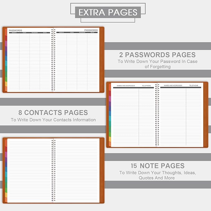 2026-2027 Monthly Planner - 2026-2027 Calendar/Planner 18 Months with Faux Leather, 8.86" x 11.4", Jul. 2026 - Dec. 2027, 15 Notes Pages, Strong Twin - Wire Binding, Pocket, Monthly Tabs, Perfect Organizer