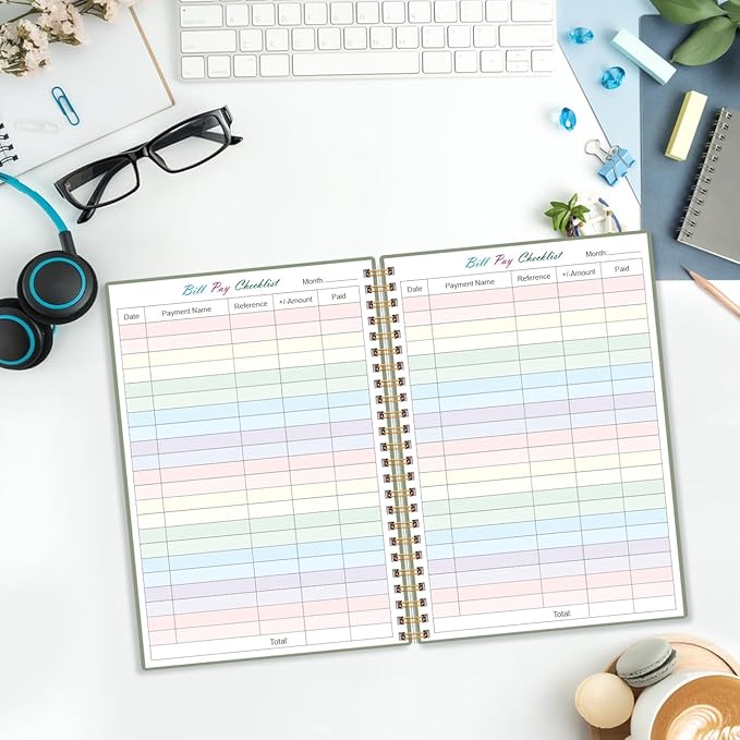 Bill Payment Checklist - Monthly Bill Organizer & Planner for Personal Budgeting Financial, Bill Payment Tracker Notebook, 5.8" x 8.5", Green