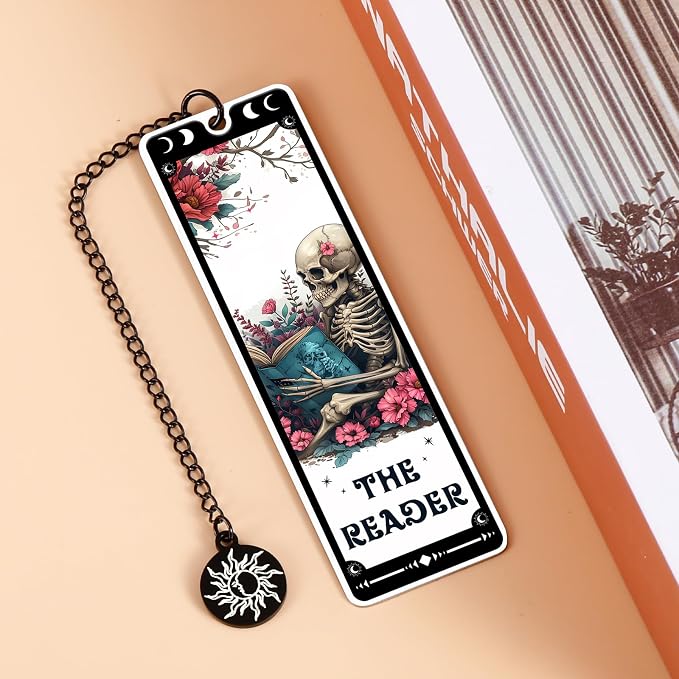 Gothic Bookmarks for Graduation Student Book Lovers Back to School Gifts for Women Girls Who Love Dark Romance Funny Horror Wicked Gift Gothic Tarot Metal Bookmark for Reading Women Bookish Nerd