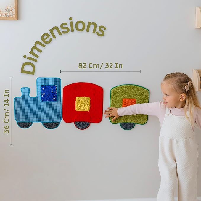 Sensory Wall Panel for Kids Ages 3+ - Train Tactile Texture Board for Fine Motor Skills & Calm Down Corners - Screen-Free Sensory Wall Toy for Home, Classroom & Autism Support