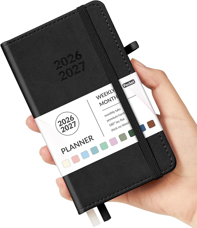 Forvencer Pocket Planner 2026-2027, Weekly Monthly Planners for Purse, 3.5" x 6", July 2026-June 2027, Cute Small Daily Academic Calendar, Elastic Band, Hardcover Agenda for Women, Teacher