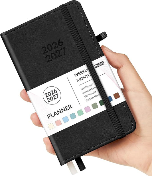 Forvencer Pocket Planner 2026-2027, Weekly Monthly Planners for Purse, 3.5" x 6", July 2026-June 2027, Cute Small Daily Academic Calendar, Elastic Band, Hardcover Agenda for Women, Teacher