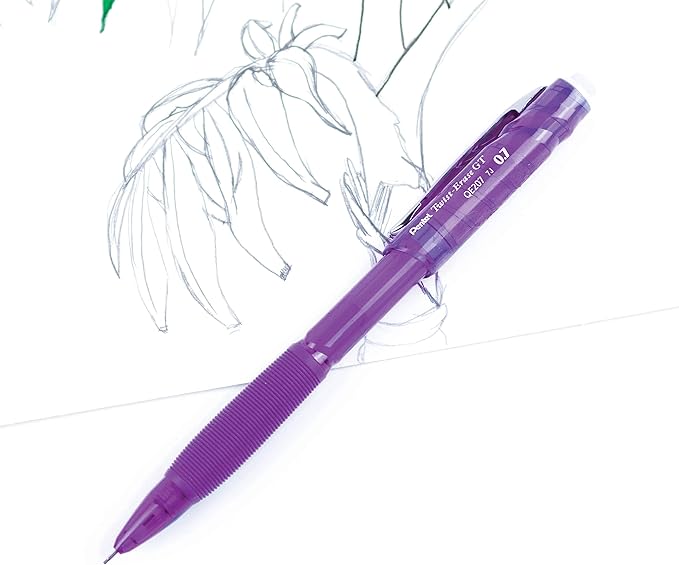 Pentel Twist-Erase GT, (0.7mm), Mechanical Pencil Transparent Violet, Box of 12 (QE207V)