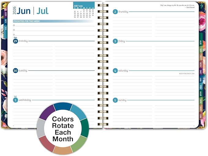 HARDCOVER Academic Year 2026-2027 Planner: 14 Months (May 2026 Through June 2027) 8.5"x 11" Daily Weekly Monthly Planner Yearly Agenda. Bookmark, Pocket Folder and Sticky Note Set (Small Navy Floral)