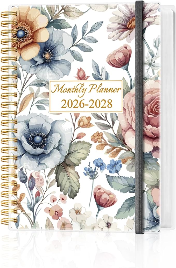 2026-2028 Monthly Planner - 36 Month PLanner Calendar from January 2026 to December 2028, 3 Year Planner 2026-2028 with Flexible Cover, Inner Pocket, Perfect for Home | School | Office, 5.8" x 8.5", Colorful Large Flower