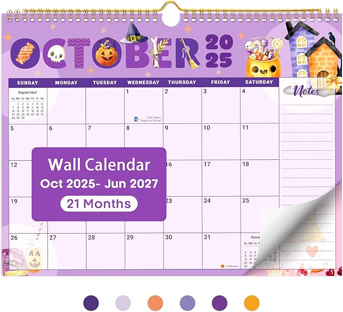 Calendar 2026-2027, Monthly Wall Calendar Runs Until June 2027, 11.5" x 14.8", Spiral Binding Hanging Wall Calendar, Perfect for Home or Office,Vivid Festival