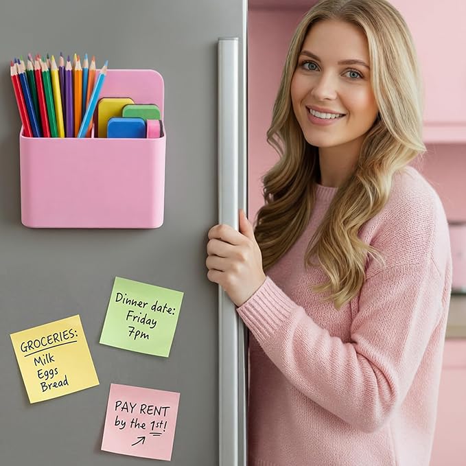 2 Pcs Magnetic Dry Erase Marker Holder Magnetic Pen Holder for Whiteboard Magnet Pencil Storage Organizer for Office Refrigerator Locker Classroom Organization Metal Cabinets (Pink)