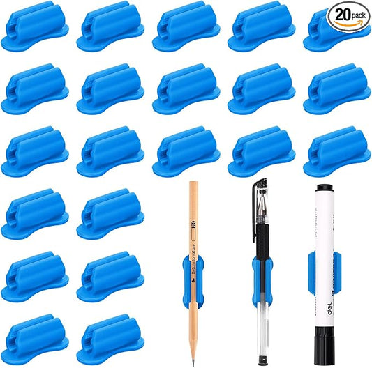 BOBOKA 20 Pack Upgraded Pencil Holder, Adhesive Pen Holder for Desk, Silicone Pencil Holder & Marker Holder for Clipboard Wall Classroom School Office Desk Accessories, Teacher Supplies