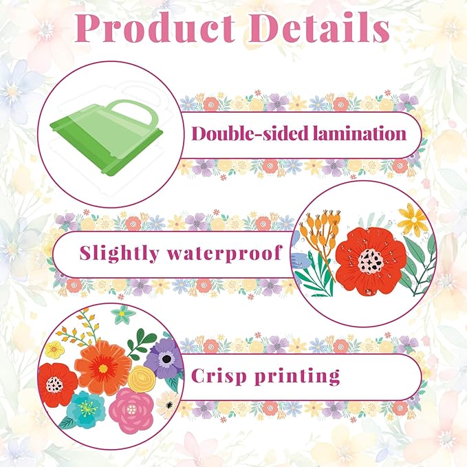 3D Summer Wildflowers Bulletin Board Set Keep Going Keep Growing Bulletin Board Paper Flowers Classroom Decorations Floral Blackboard Border Sunflower Cutout for Back to School Classroom Wall Decor