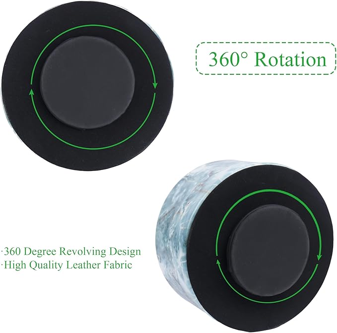 Remote Control Holder, 360°Spinning PU Leather Desk TV Remote Caddy,Desk Storage Box Room Accessories for Controller, Media,Mail,Calculator, Mobile Phone,Pencil(1-Big Marble Green)