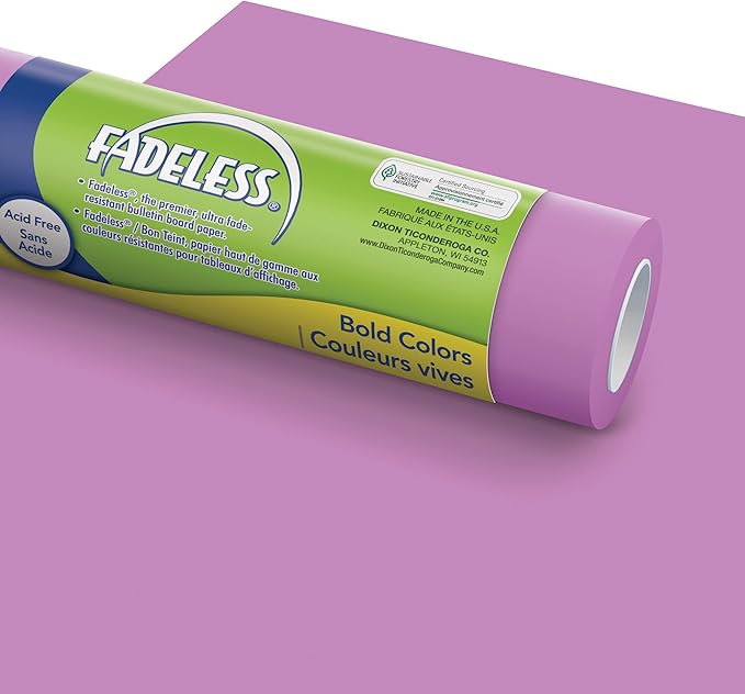 Fadeless Bulletin Board Paper, Fade-Resistant Paper for Classroom Decor, 47.25” x 50’, Brite Purple, 1 Roll