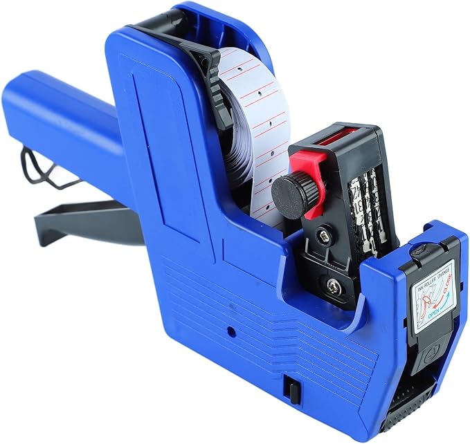 MX-5500 8-Digit Price Tag Gun with 5000 Sticker Labels and 3 Ink Refill, Label Maker Pricing Gun for Office, Retail Shop, Organization Marking, Blue