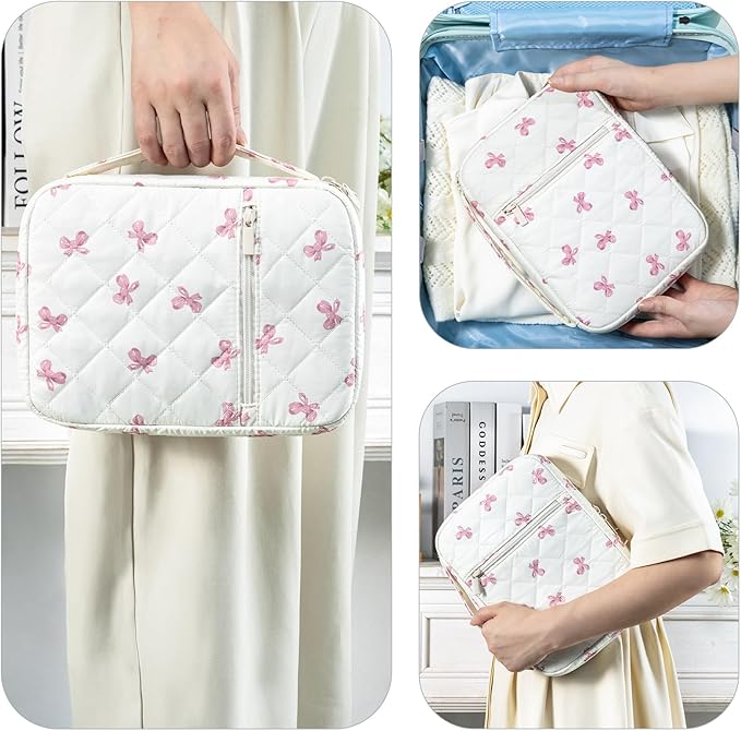 Quilted Bible Cover Case for Women, Large Bible's Bag with Pockets & Handle, Bible Carrying Case Organizer for Bible Study Supplies, Christian Gifts, Fits Large & Small Bibles