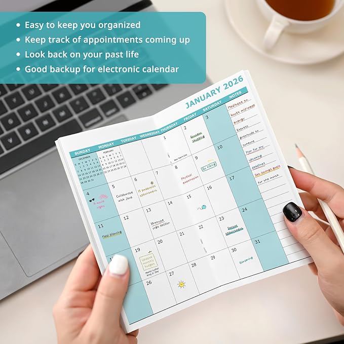 Pocket Calendar 2026-2027 for Purse, Two Year Monthly Planner Pocket Size, Jan 2026 to Dec 2027 Monthly Planner Small Size (6.5" x 3.5") - Black