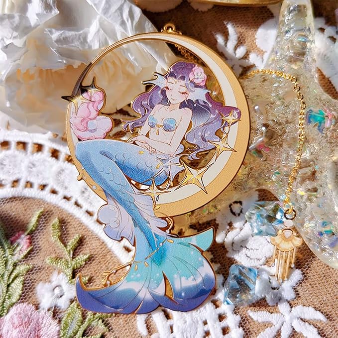 BLBMH Cute Metal Bookmarks for Women Girls Book Lovers Anime Bookmark Mermaid Gifts for Readers Best Friends -M6