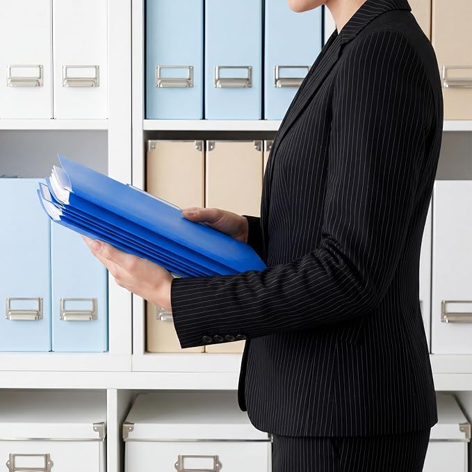 48 Pack Colored Plastic File Folders with Tabs and Sticky Labels 1/3 Cut Tab Manila File Folders Letter Size 8. 5 x 11 Inch for Office Home Organizer Documents (Sky Blue,Classic)