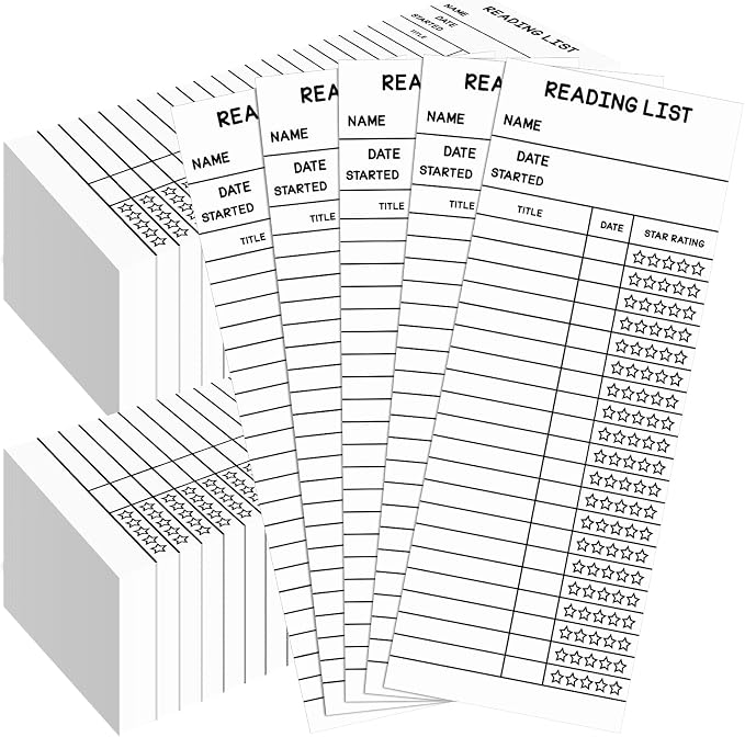 LOTMER 100 PCS Reading List Bookmark, 3 x 8 Inch Personal Libraries Cards, Reading Log Bookmark for Gifts and Literary Supplies for Reading Enthusiasts (White)