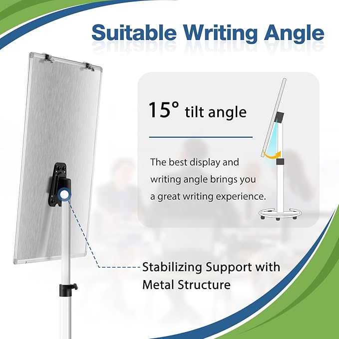 Mobile Whiteboard, 36x24 Magnetic White Board with Stand, Height Adjustable Flip Chart Easel, Dry Erase Standing Whiteboard for Office, Teaching