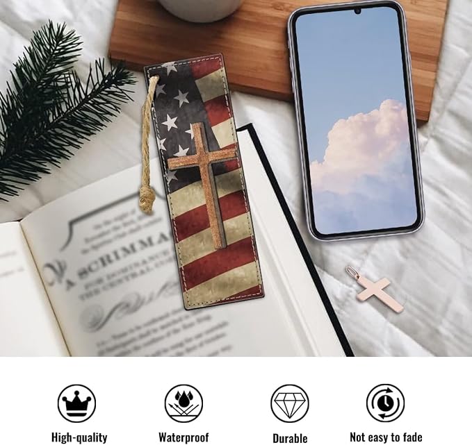 Bookmarks Accessories - American Flag Cross Bookmarks for Men, Boys & Adults for Book Lovers, Perfect for Birthday Present