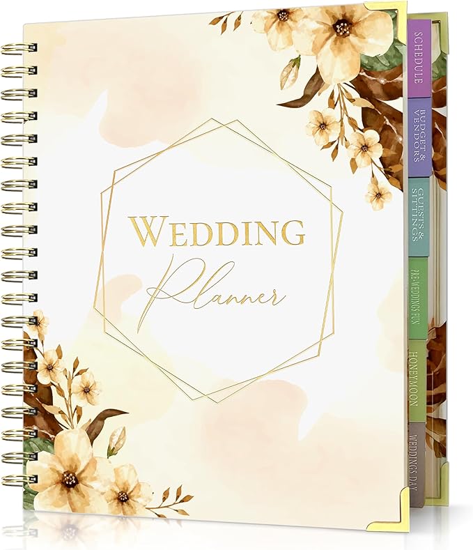 Wedding Planner with Gift Box, Pen, and Small Card, Perfect Wedding Planner Book and Organizer, Wedding Planning Book and Organizer for Future Brides and Grooms, Wedding Binder, 9X11 inches
