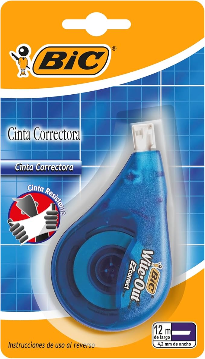 BIC Wite-Out Brand EZ Correct Correction Tape, 39.3 Feet, 1-Count Pack of white Correction Tape, Fast, Clean and Easy to Use Tear-Resistant Tape Office or School Supplies