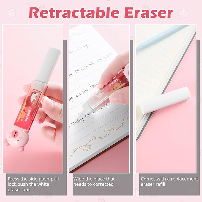 9 Pcs Cute Capybara Stationary Set Kawaii School Supplies Japanese Stationery, Includes Pencil Sharpener, Eraser, Correction Tape, Glue Tape, Sticky Notes, Ruler, Scissors for Office School Supplies