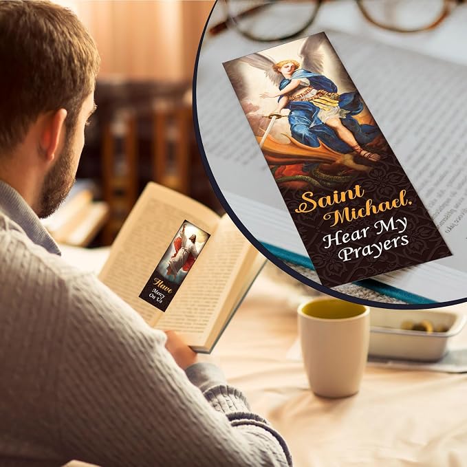 Skyygemm 100 Pcs Catholic Devotional Prayer Bookmark Bible Bookmark Assorted Holy Cards with Catholic Saints and Prayers Christian Religious Gift for Woman Man