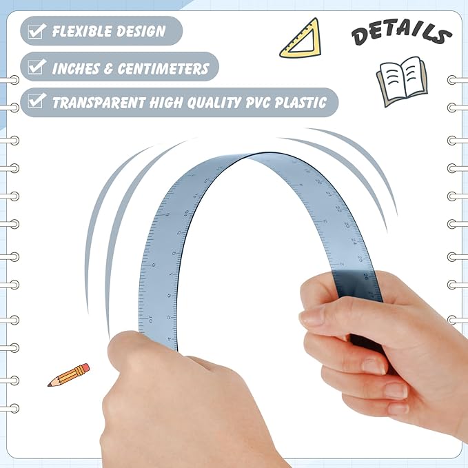60 Pcs Plastic Clear Rulers 12 Inch, Transparent Assorted Color Ruler Bulk, with Imperial and Metric Scales for Home Office Supplies, Available in 6Colors (Bohemian Colors)