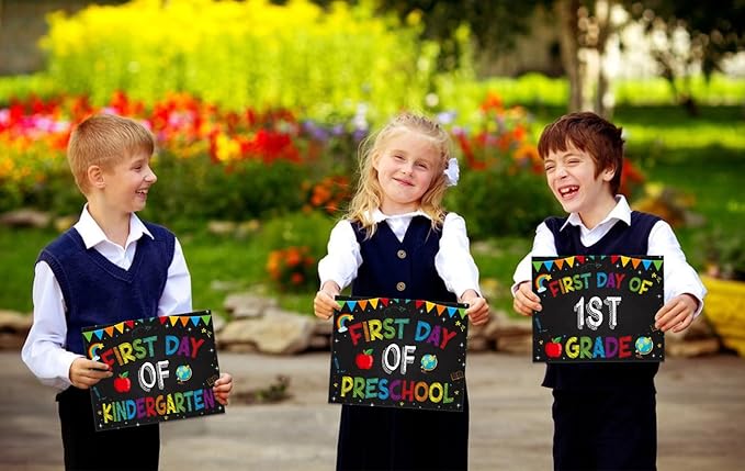 WaaHome First and Last Day of School Chalkboard Sign - 8''x10'' Back to School Sign First Day of Preschool Kindergarten 1st Grade to College 15 Grades Photo Prop Signs for Kids Girls Boys, Reusable