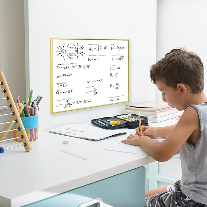 Dry Erase White Board, 12"x 16" Gold Aluminum Frame Magnetic Whiteboard for Wall Office/School/Home, Hanging Board for Decoration/Planning/Kitchen Grocery List/Drawing/Memo（BB-Gold-3040）
