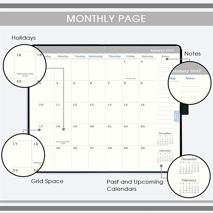 Pocket Planner 2026-2027, Jul 2026 - Jun 2027, Academic Planner 2026-2027, Weekly & Monthly Calendar, 6.3''×3.8'', Pen Loop, Back Pocket, Elastic Closure, Note Pages
