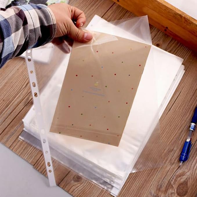 100 Pcs A4 Clear Document Folder, Waterproof Case Transparent Document Bag Paper Holder File Folder, Clear Plastic Folder