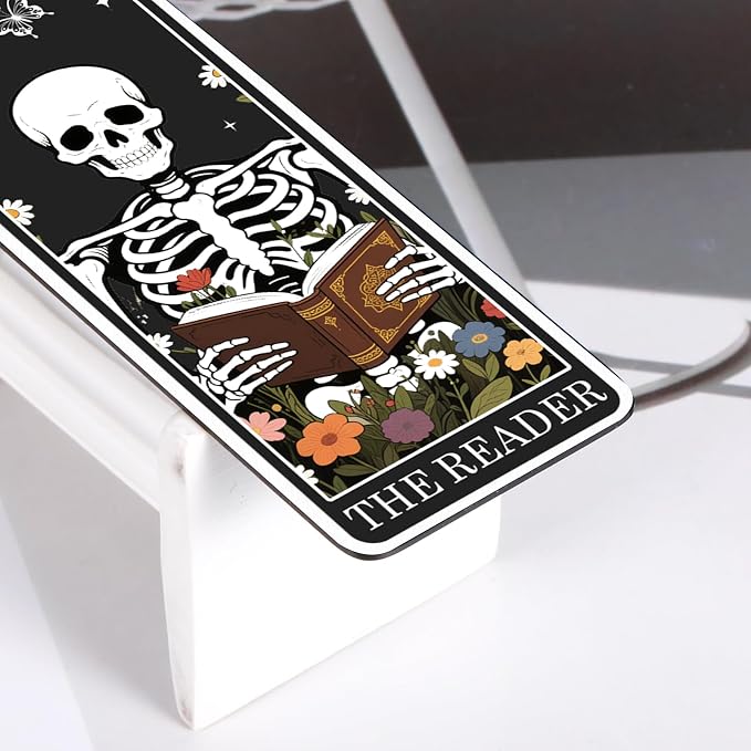 Funny Book Marks for Reading Women Men - Spooky Christmas Stocking Stuffers Dark Romance Bookmark, Horror Wicked Bookmarks for Book Lovers, Skeleton Gifts Gothic Accessories Cool Metal Bookmarks