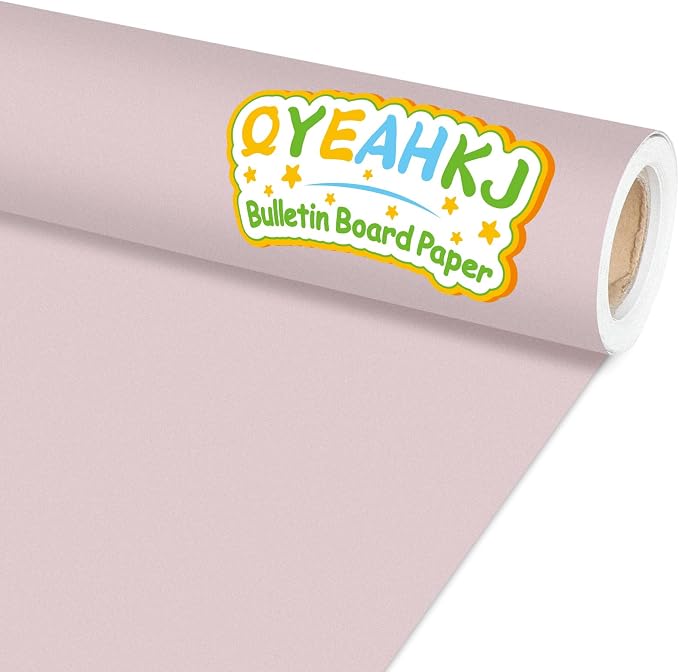 Qyeahkj Mauve Bulletin Board Paper Roll Lavender Pink Bulletin Board Background Paper Fade Resistant Classroom Decoration Poster Art Craft Home Wall Education Decoration Supplies 17.7in x 20ft