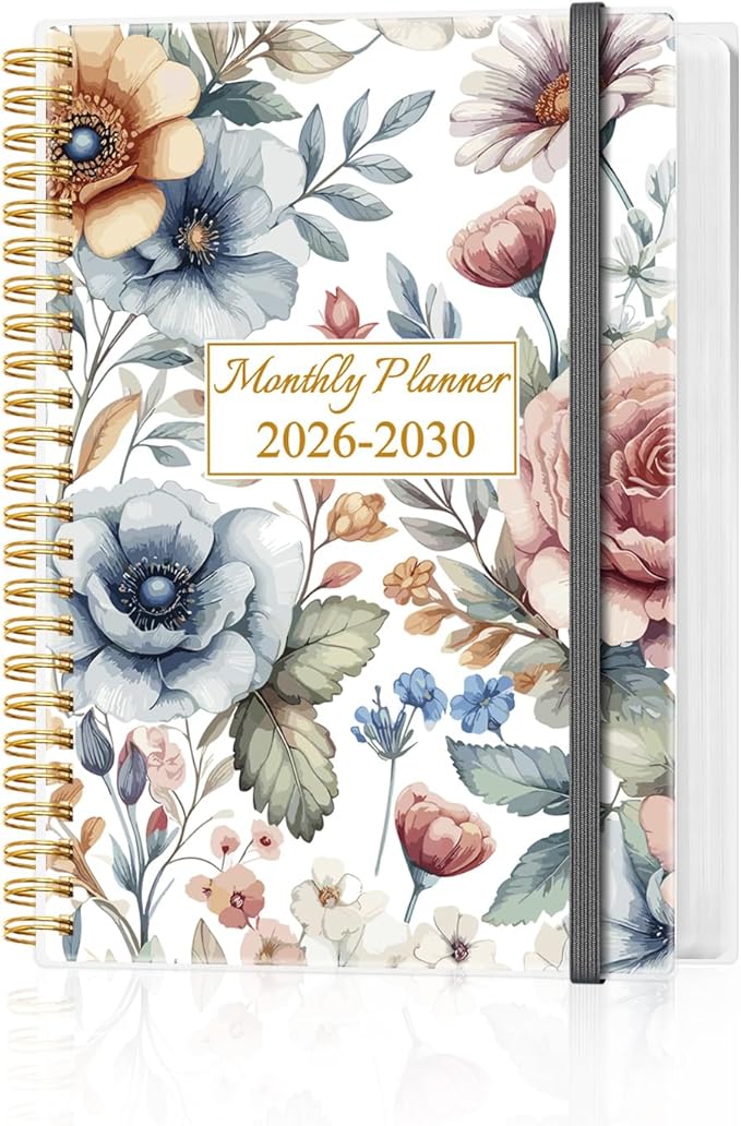 2026-2030 Monthly Planner - 60 Month PLanner Calendar from January 2026 to December 2030, 5 Year Planner 2026-2030 with Flexible Cover, Inner Pocket, Perfect for Home | School | Office, 5.8" x 8.5", Colorful Large Flower