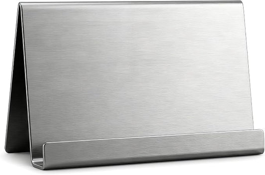 Business Card Holder, Stainless Steel Desktop Display, Metal Organizer Case, For Office Desk, Professional Name Stand, Silver Rack, Men Women Daily Use