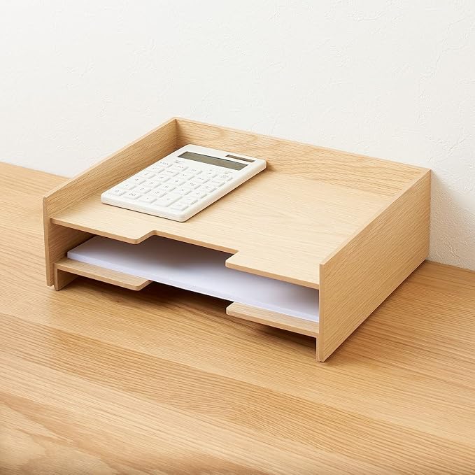 Muji 82603347 Wooden Document Organizer Tray, A4, 2 Tiers