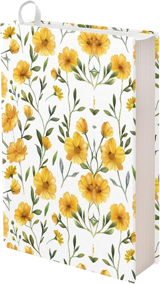 Dreaweet Floral Yellow Print Book Covers for Textbooks,Jumbo Book Sleeves for Book Lover Fit 9 x 11 Inches Paperback Hardcover Books Cover Protector,Washable & Reusable