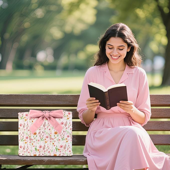 Bible Cover Case for Women,Large Bible Tote Bags for Women Organizer Quilted Bible Carrying Case(new) (Pink Flower-01)