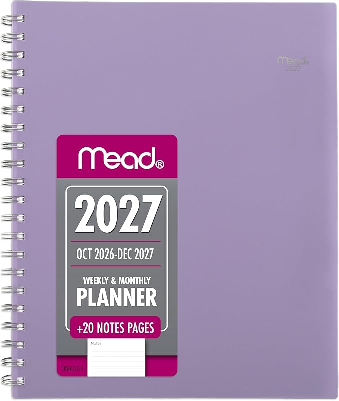 Mead 2027 Planner, Weekly & Monthly, 15-Month Oct-Dec, 8.5" x 11", Lilac (CRW6201927)