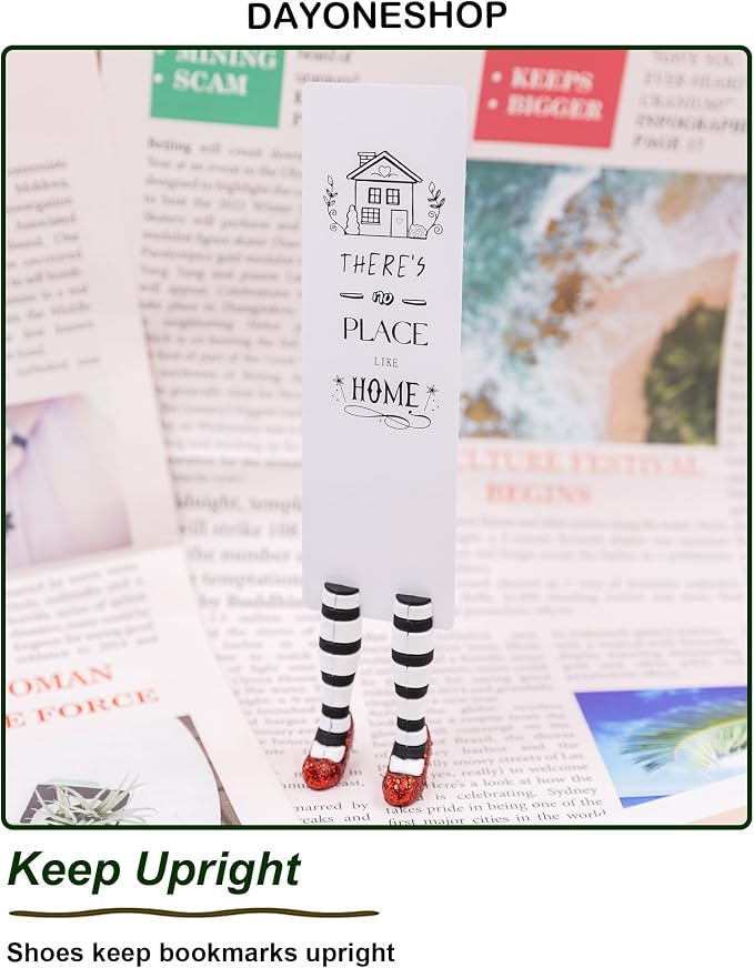 Witch Bookmark Ruby Slippers Book Mark Funny Book Desk Decor Bookmarks for Book Lovers Fathers Day Gifts Gift Ideas (There's-no-Place-Like-Home Bookmark)